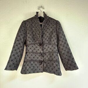 Bill Blass Evening Separates Womens Textured Crinkle Jacket 4 Black Polka Dot